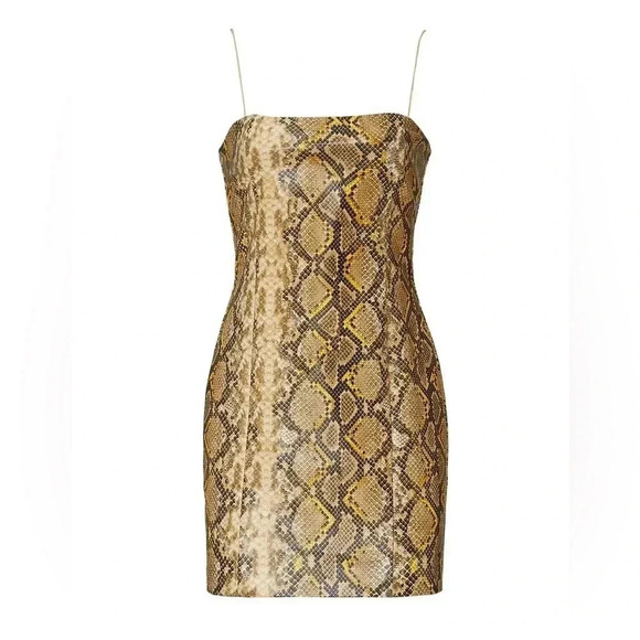 NWT LIKELY Neiman Marcus Leather Hayley Python Snake Mini Sheath Strap Dress 10 - Picture 1 of 15